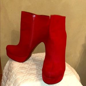 Red Platform Suede Bootie
